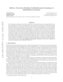 DisCor: Corrective Feedback in Reinforcement Learning via Distribution
  Correction
