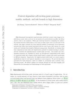 Context-dependent self-exciting point processes: models, methods, and
  risk bounds in high dimensions