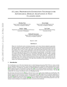 A Label Proportions Estimation Technique for Adversarial Domain
  Adaptation in Text Classification