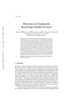 Directions for Explainable Knowledge-Enabled Systems