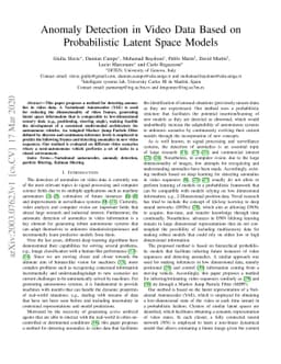 Anomaly Detection in Video Data Based on Probabilistic Latent Space
  Models