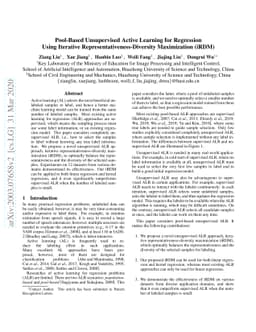 Pool-Based Unsupervised Active Learning for Regression Using Iterative
  Representativeness-Diversity Maximization (iRDM)