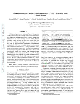 ASR Error Correction and Domain Adaptation Using Machine Translation