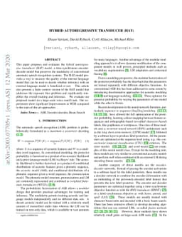 Hybrid Autoregressive Transducer (hat)