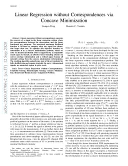 Linear Regression without Correspondences via Concave Minimization