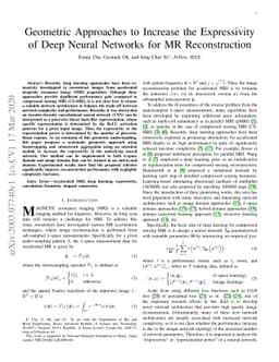 Geometric Approaches to Increase the Expressivity of Deep Neural
  Networks for MR Reconstruction