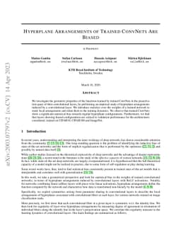 Hyperplane Arrangements of Trained ConvNets Are Biased