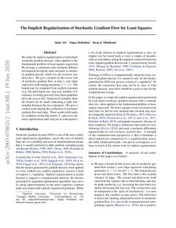 The Implicit Regularization of Stochastic Gradient Flow for Least
  Squares