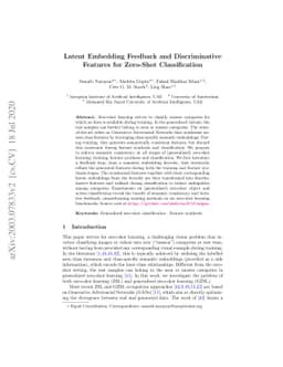 Latent Embedding Feedback and Discriminative Features for Zero-Shot
  Classification