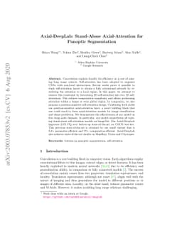 Axial-DeepLab: Stand-Alone Axial-Attention for Panoptic Segmentation
