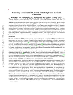 Generating Electronic Health Records with Multiple Data Types and
  Constraints