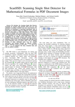 ScanSSD: Scanning Single Shot Detector for Mathematical Formulas in PDF
  Document Images