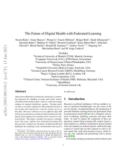 The Future of Digital Health with Federated Learning