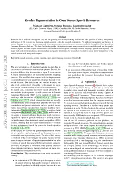 Gender Representation in Open Source Speech Resources
