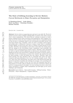 The State of Lifelong Learning in Service Robots: Current Bottlenecks in
  Object Perception and Manipulation