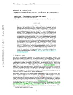 Anchor & Transform: Learning Sparse Embeddings for Large Vocabularies