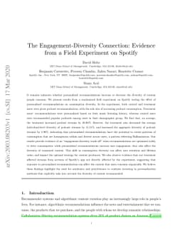 The Engagement-Diversity Connection: Evidence from a Field Experiment on
  Spotify