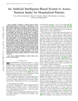 An Artificial Intelligence-Based System to Assess Nutrient Intake for
  Hospitalised Patients