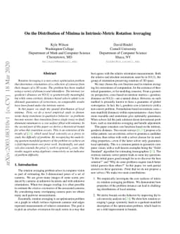 On the Distribution of Minima in Intrinsic-Metric Rotation Averaging