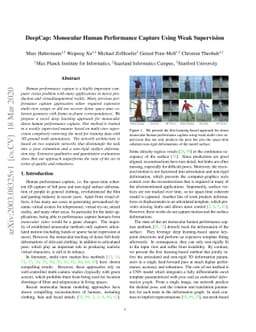 DeepCap: Monocular Human Performance Capture Using Weak Supervision
