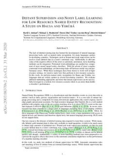 Distant Supervision and Noisy Label Learning for Low Resource Named
  Entity Recognition: A Study on Hausa and Yorùbá