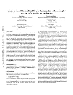 Unsupervised Hierarchical Graph Representation Learning by Mutual
  Information Maximization