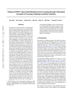 Enhanced POET: Open-Ended Reinforcement Learning through Unbounded
  Invention of Learning Challenges and their Solutions