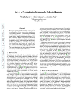 Survey of Personalization Techniques for Federated Learning