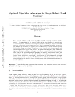 Optimal Algorithm Allocation for Single Robot Cloud Systems