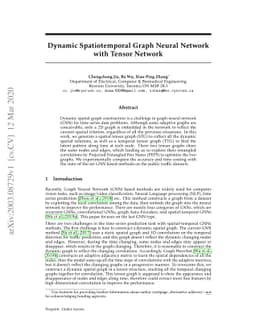Dynamic Spatiotemporal Graph Neural Network with Tensor Network