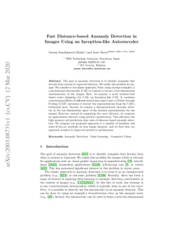 Fast Distance-based Anomaly Detection in Images Using an Inception-like
  Autoencoder