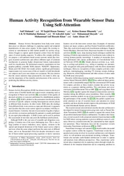 Human Activity Recognition from Wearable Sensor Data Using
  Self-Attention