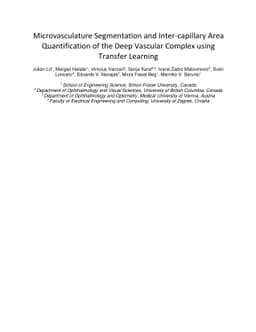 Microvasculature Segmentation and Inter-capillary Area Quantification of
  the Deep Vascular Complex using Transfer Learning