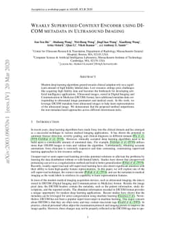 Weakly Supervised Context Encoder using DICOM metadata in Ultrasound
  Imaging