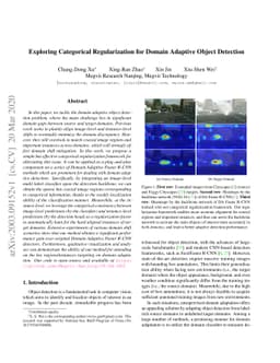 Exploring Categorical Regularization for Domain Adaptive Object
  Detection