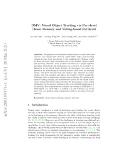DMV: Visual Object Tracking via Part-level Dense Memory and Voting-based
  Retrieval