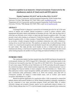 Hazard recognition in an immersive virtual environment: Framework for
  the simultaneous analysis of visual search and EEG patterns