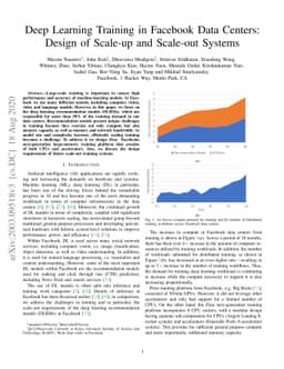 Deep Learning Training in Facebook Data Centers: Design of Scale-up and
  Scale-out Systems