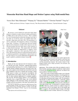 Monocular Real-time Hand Shape and Motion Capture using Multi-modal Data