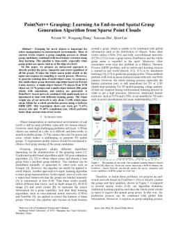 PointNet++ Grasping: Learning An End-to-end Spatial Grasp Generation
  Algorithm from Sparse Point Clouds