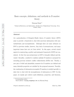 Basic concepts, definitions, and methods in D number theory