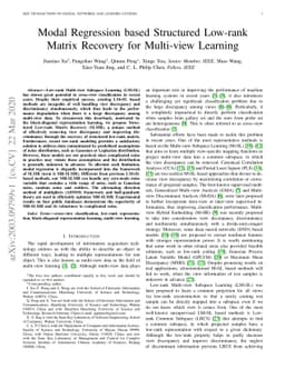Modal Regression based Structured Low-rank Matrix Recovery for
  Multi-view Learning