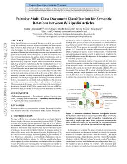 Pairwise Multi-Class Document Classification for Semantic Relations
  between Wikipedia Articles