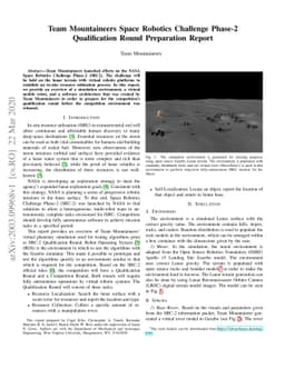 Team Mountaineers Space Robotic Challenge Phase-2 Qualification Round
  Preparation Report
