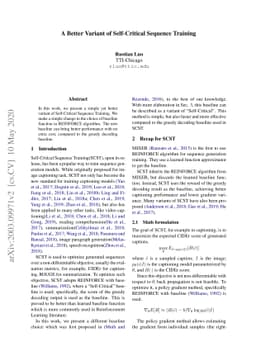 A Better Variant of Self-Critical Sequence Training