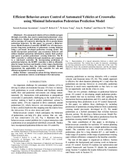 Efficient Behavior-aware Control of Automated Vehicles at Crosswalks
  using Minimal Information Pedestrian Prediction Model