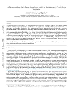 A Nonconvex Low-Rank Tensor Completion Model for Spatiotemporal Traffic
  Data Imputation