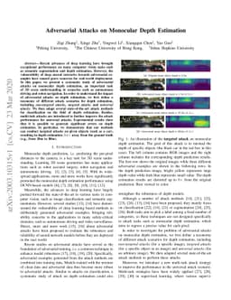 Adversarial Attacks on Monocular Depth Estimation