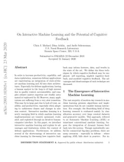 On Interactive Machine Learning and the Potential of Cognitive Feedback