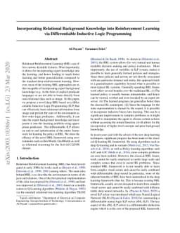 Incorporating Relational Background Knowledge into Reinforcement
  Learning via Differentiable Inductive Logic Programming